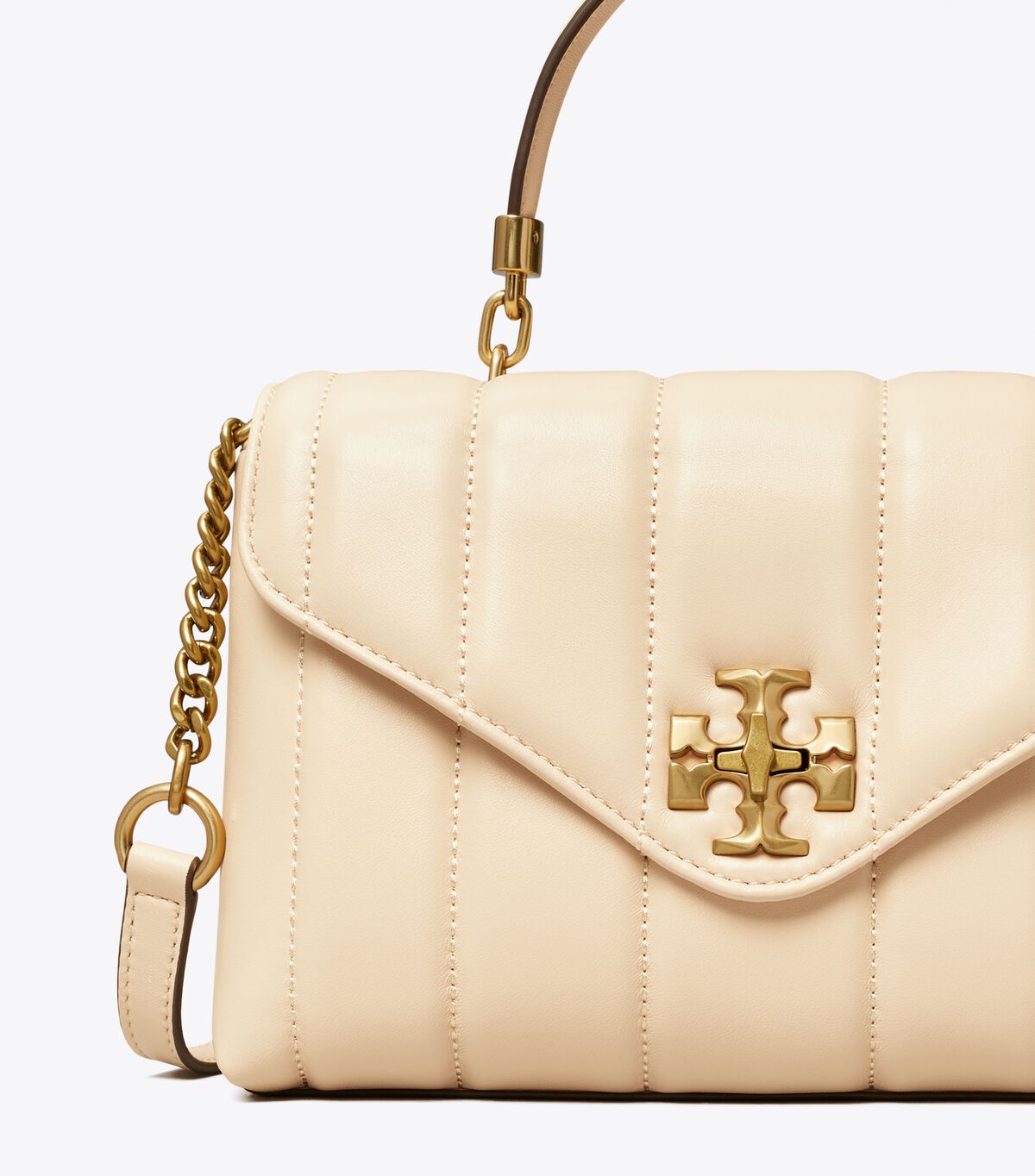 Bolso Satchel Tory Burch Small Kira Acolchado Mujer Beige Dorados | OUTLETS-69037589