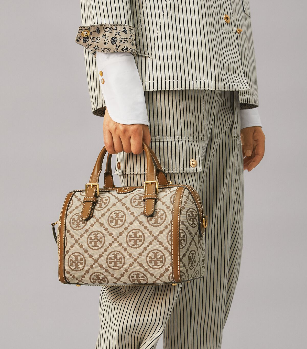 Bolso Satchel Tory Burch T Monogram Mujer Marrom | OUTLETS-90463259