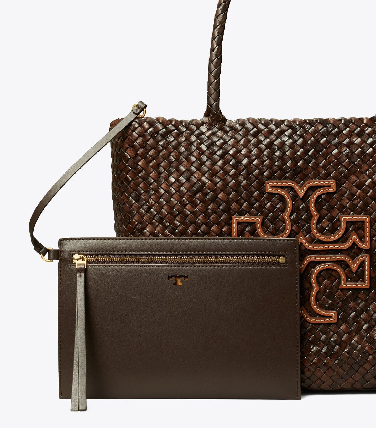 Bolso Tote Tory Burch Mcgraw Dragon Woven Mujer Chocolate | OUTLETS-85032679