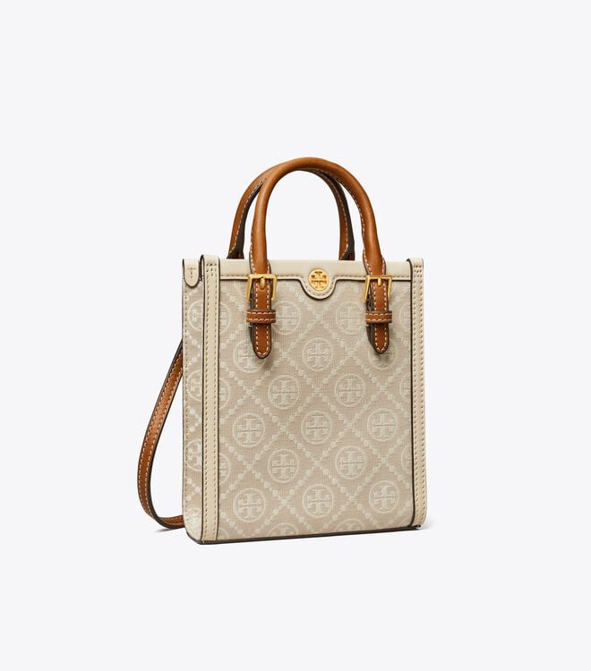 Bolso Tote Tory Burch Mini T Monogram Mujer Beige | OUTLETS-59426879