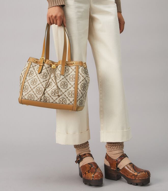 Bolso Tote Tory Burch T Monogram Jacquard Small Mujer Marrom | OUTLETS-34086719