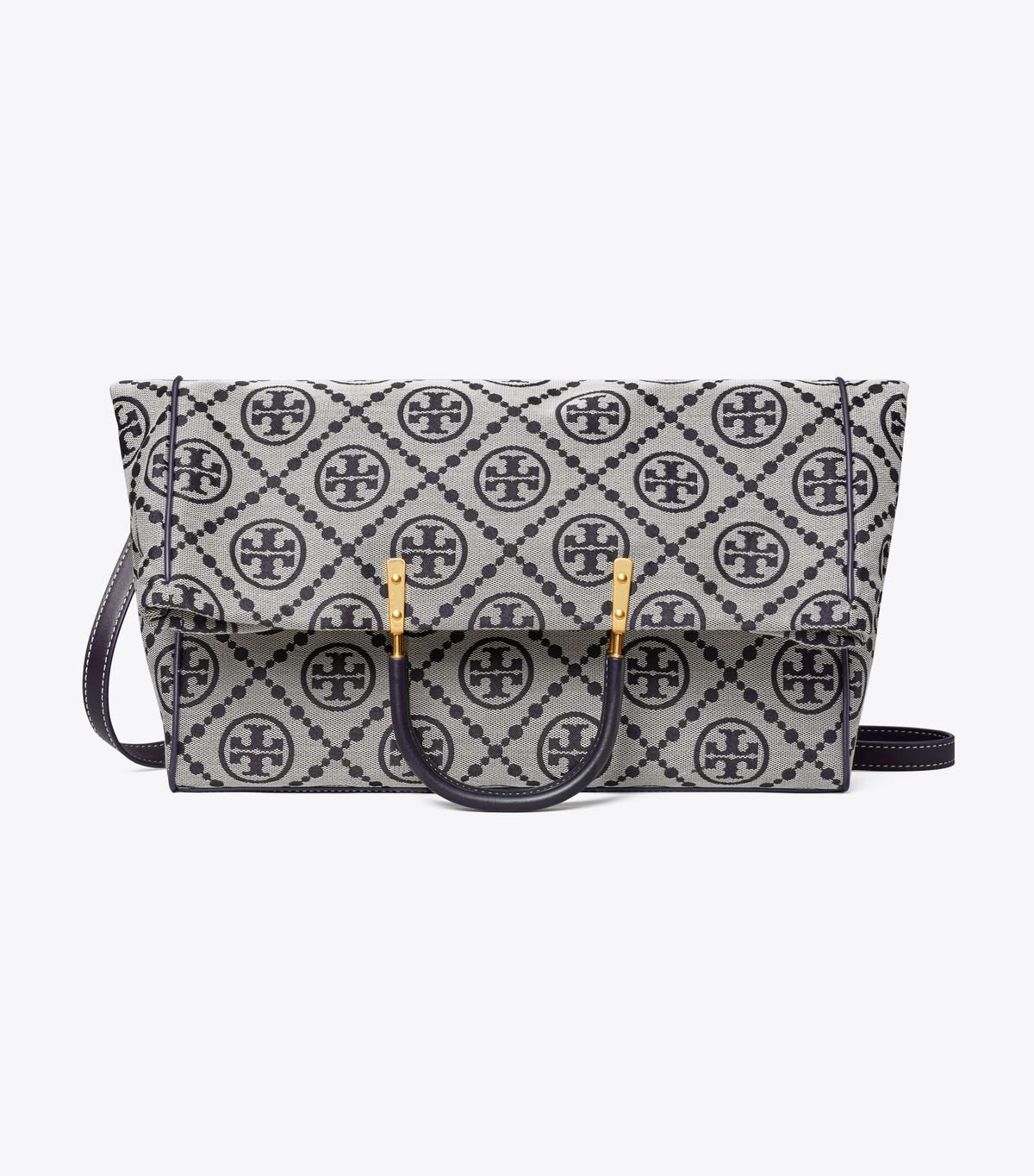 Bolso Tote Tory Burch T Monogram Jacquard Foldover Mujer Azul Marino | OUTLETS-65381279