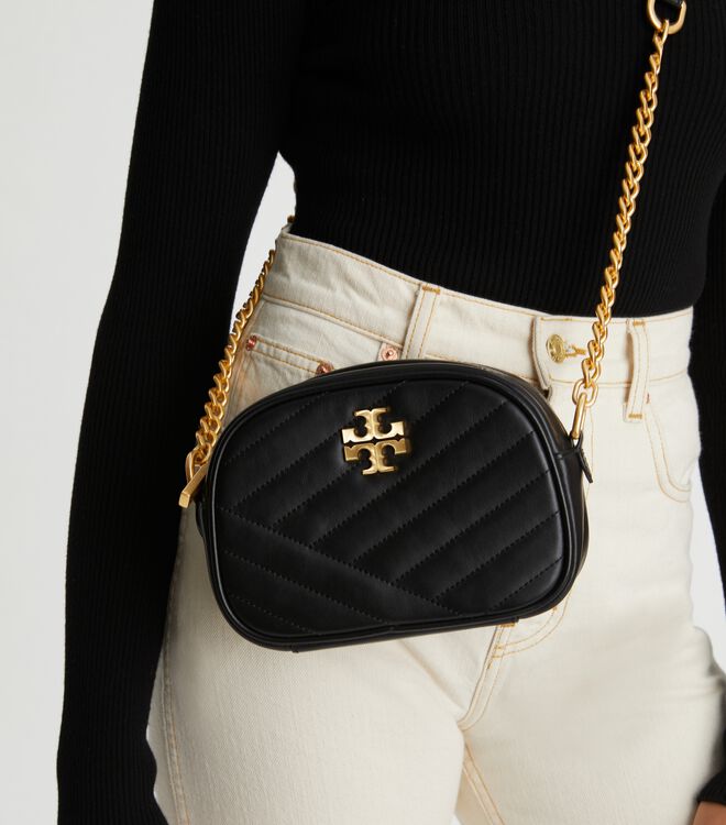 Bolsos Cruzados Tory Burch Kira Chevron Small Mujer Negros | OUTLETS-38160279