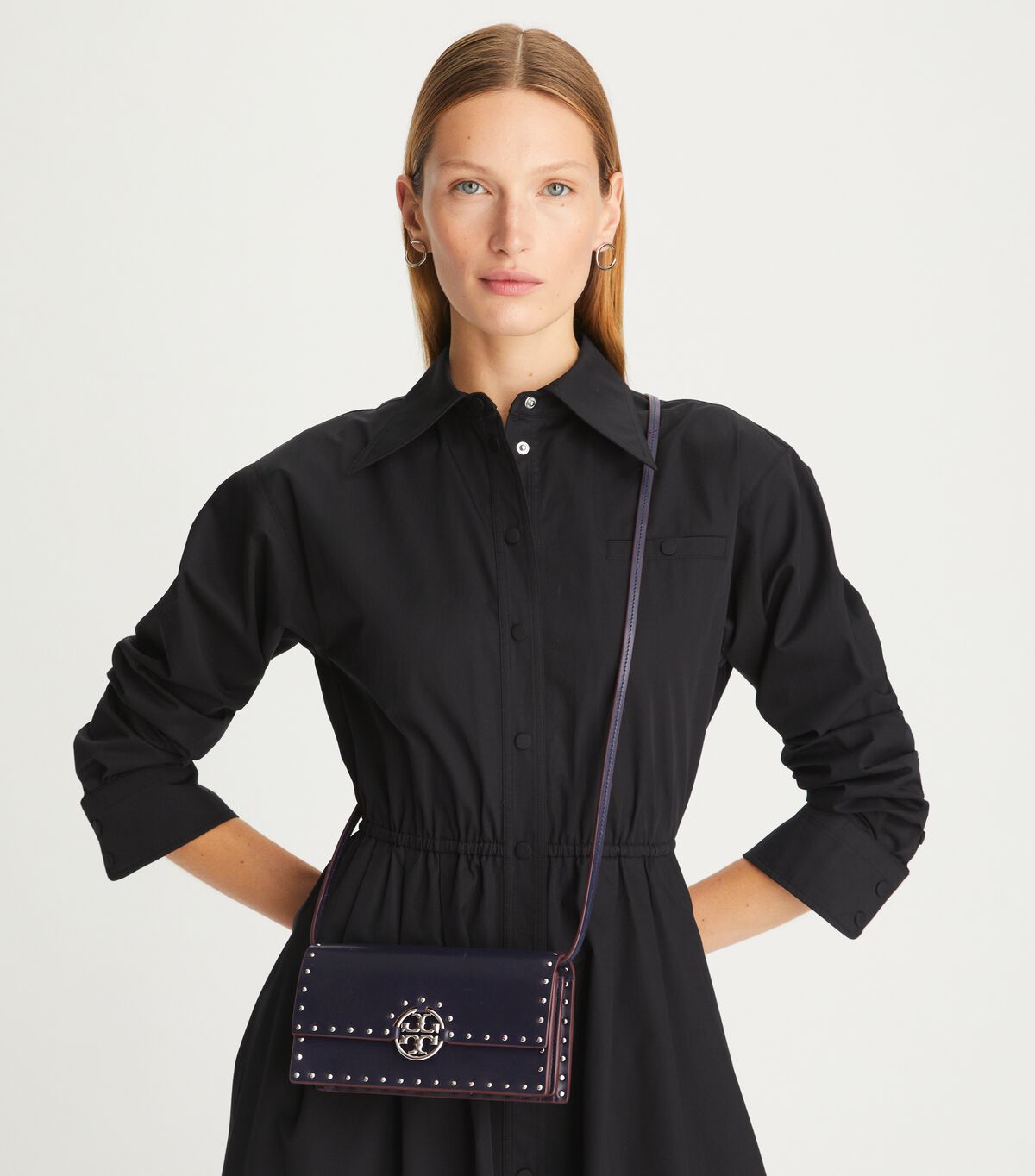 Bolsos Cruzados Tory Burch Miller Studded Mujer Negros | OUTLETS-17284369