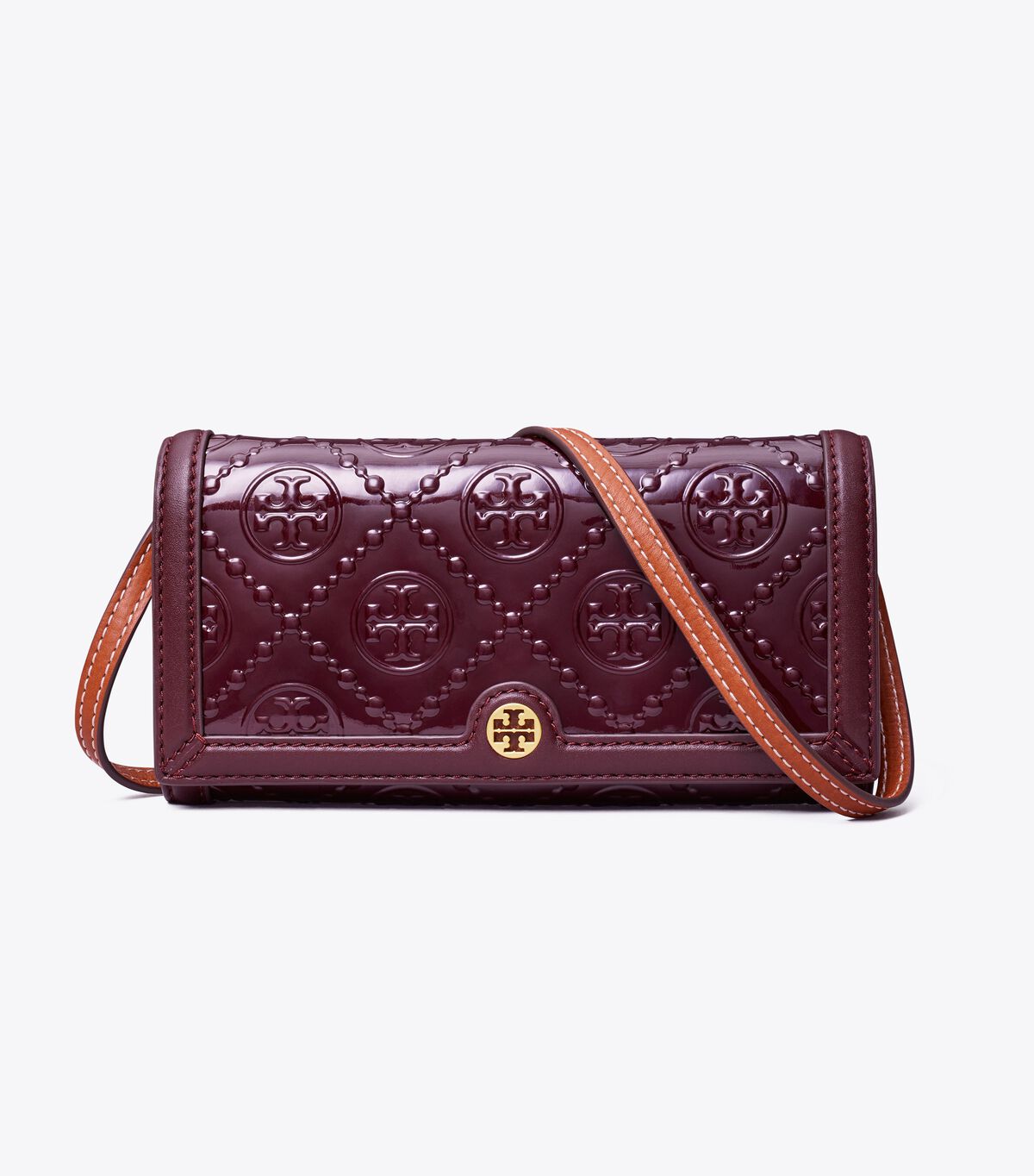 Bolsos Cruzados Tory Burch T Monogram Charol Mujer Vino | OUTLETS-05463299