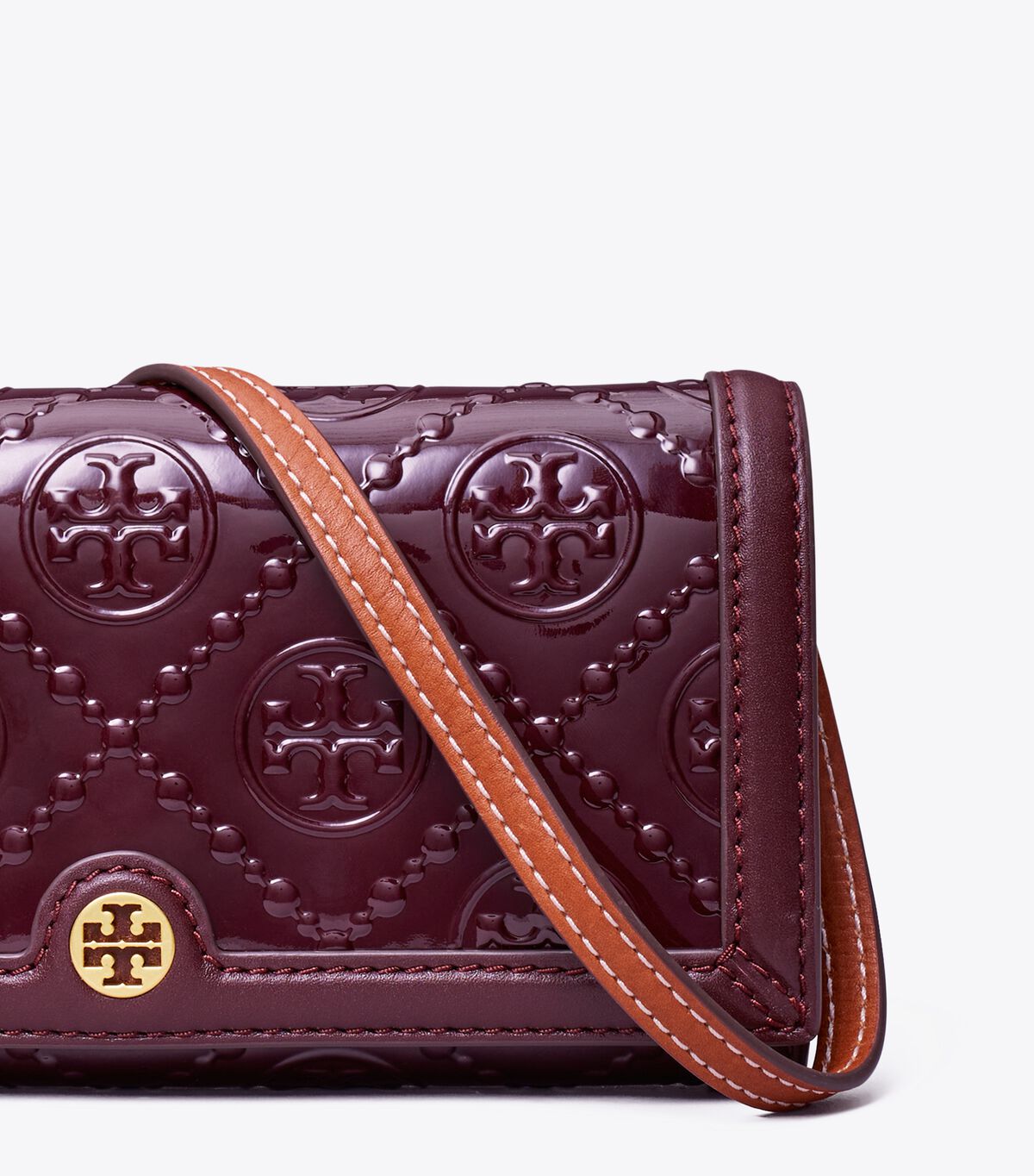 Bolsos Cruzados Tory Burch T Monogram Charol Mujer Vino | OUTLETS-05463299