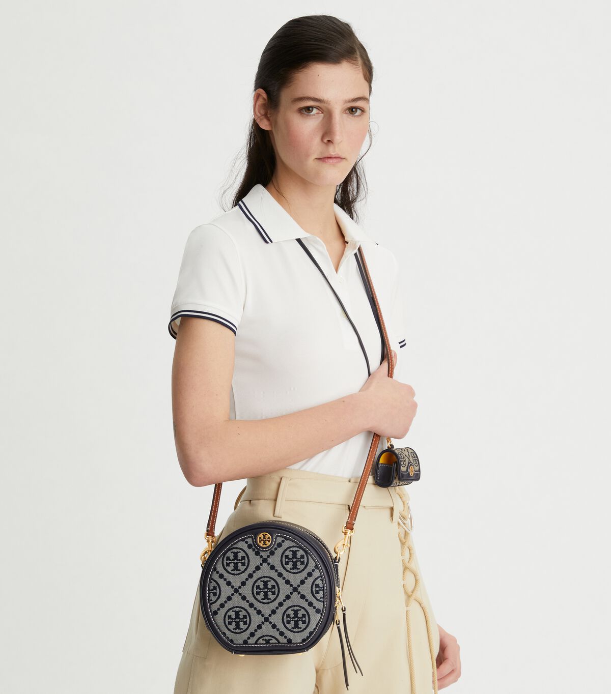 Bolsos Cruzados Tory Burch T Monogram Jacquard Moon Mujer Azul Marino | OUTLETS-63217949