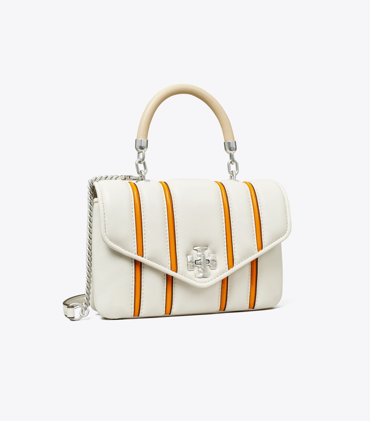 Bolsos Mini Tory Burch Kira Bombé Stripe Mujer Blancos Naranjas | OUTLETS-47638509