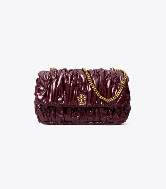 Bolsos Mini Tory Burch Kira Charol Ruched Mujer Vino | OUTLETS-25049879