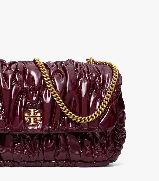 Bolsos Mini Tory Burch Kira Charol Ruched Mujer Vino | OUTLETS-25049879