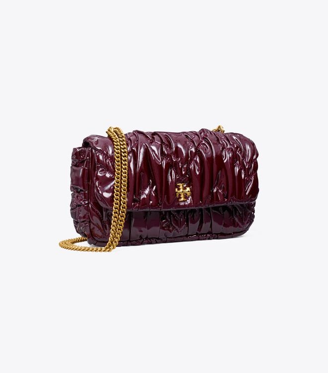 Bolsos Mini Tory Burch Kira Charol Ruched Mujer Vino | OUTLETS-25049879