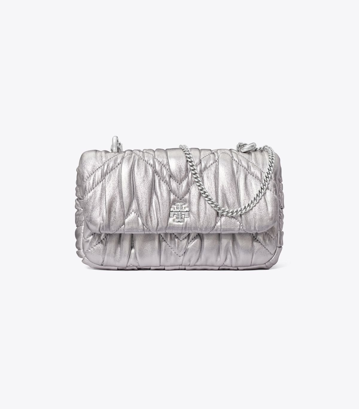 Bolsos Mini Tory Burch Kira Metallic Diamond Ruched Mujer Plateados | OUTLETS-78160359