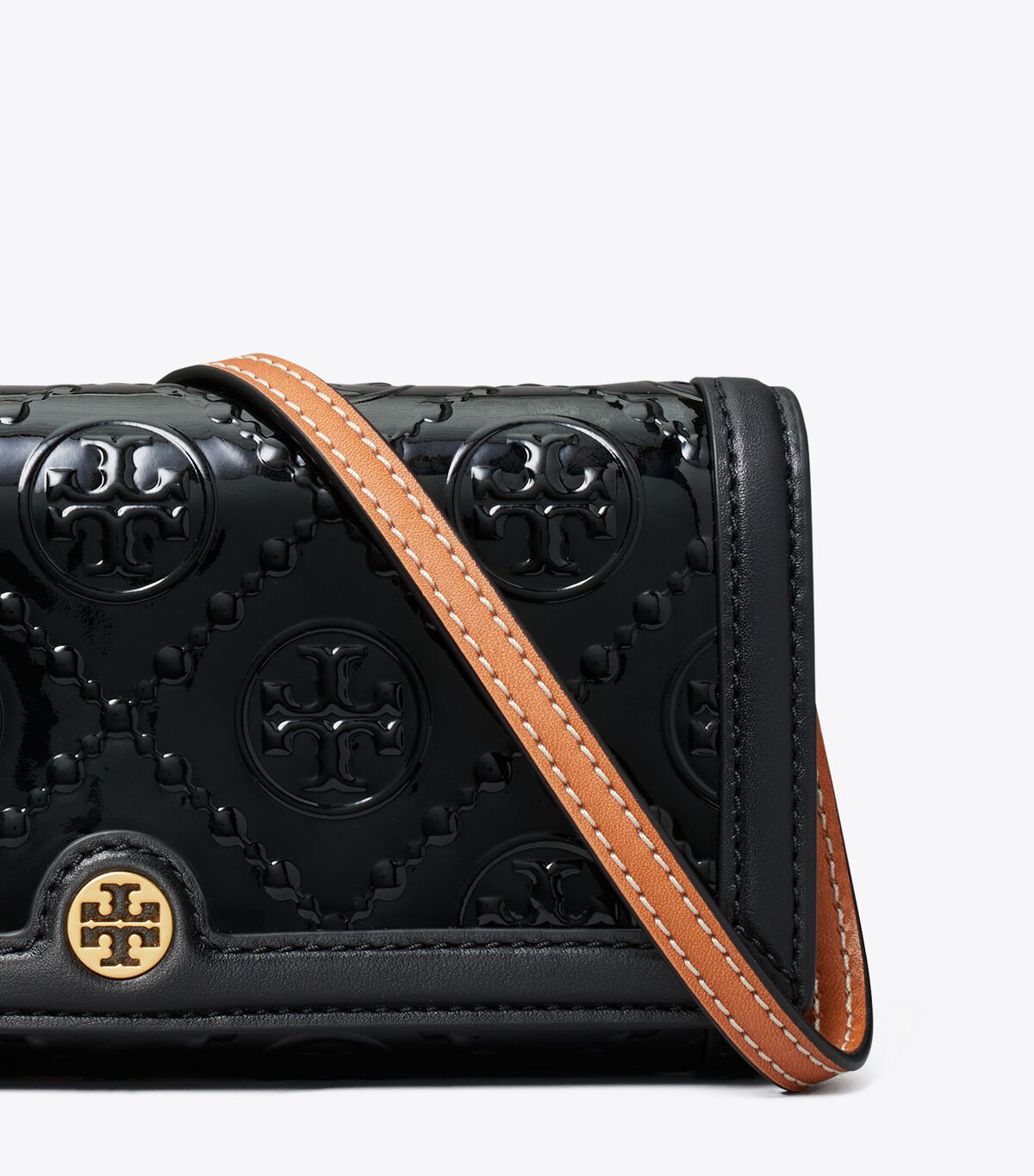 Bolsos Mini Tory Burch T Monogram Charol Embossed Mujer Negros | OUTLETS-31859679