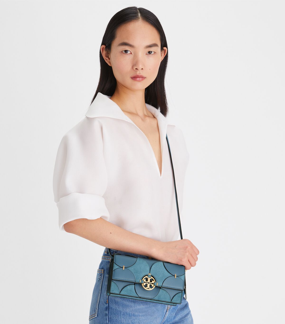 Carteras Tory Burch Miller Disc Die-cut Mujer Azules | OUTLETS-16037459