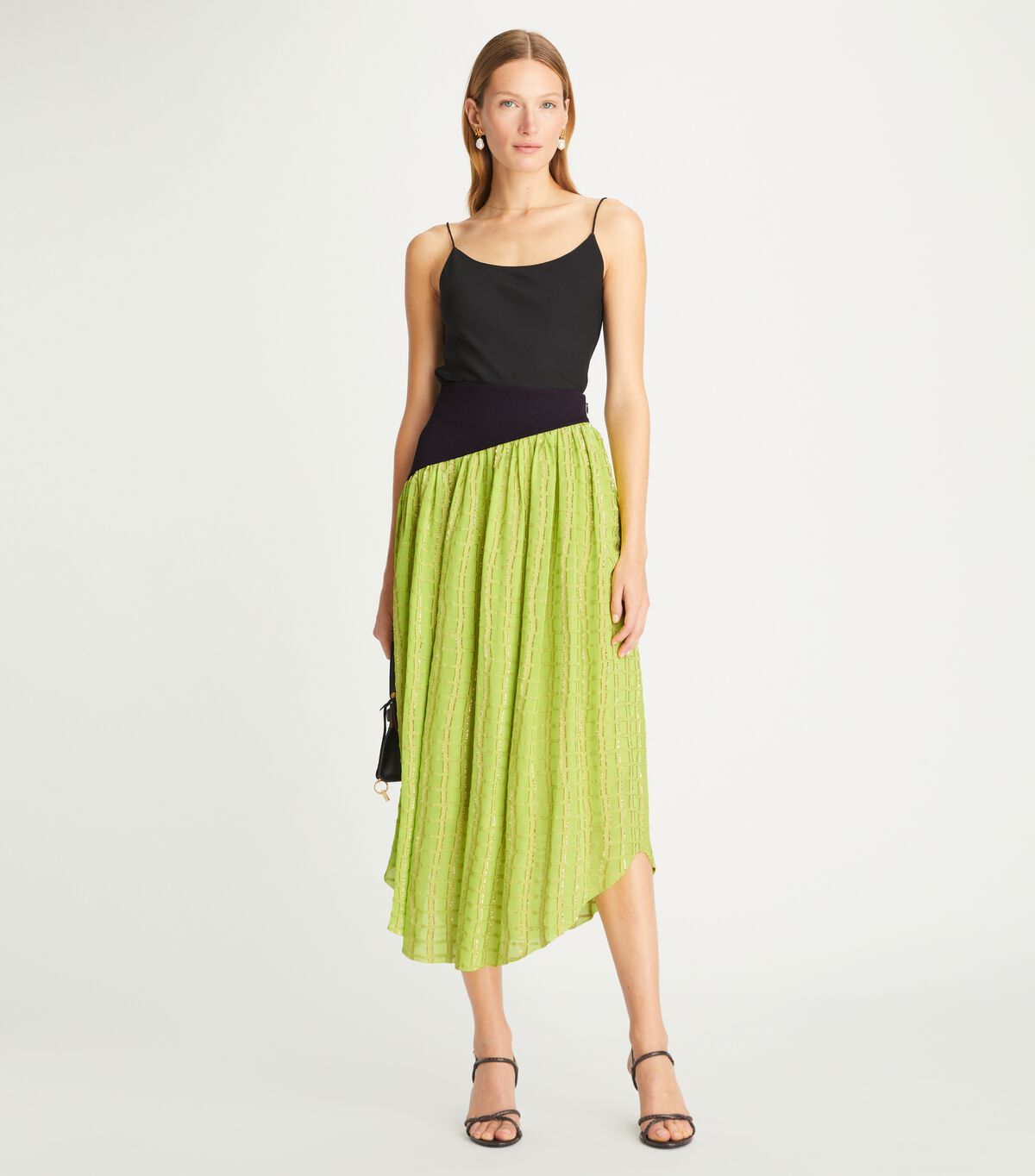 Falda Tory Burch Colorblock Chiffon Mujer Verdes Claro | OUTLETS-08731599