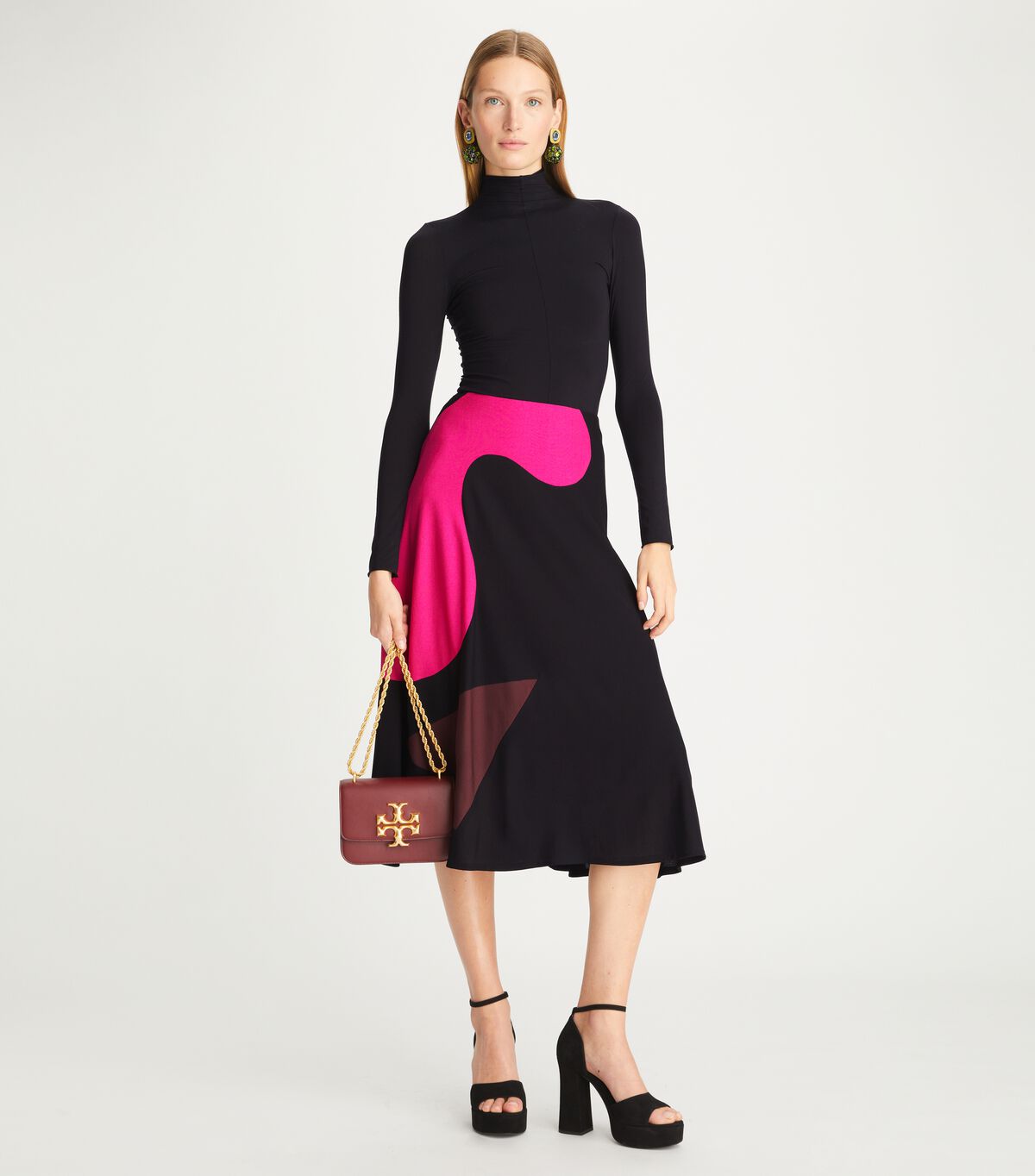 Falda Tory Burch Colorblock Knit Mujer Negros | OUTLETS-18392759