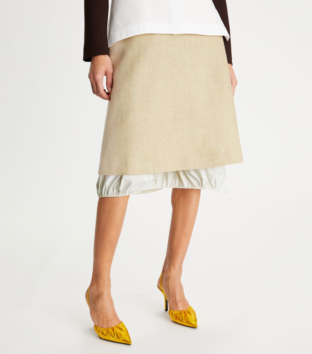 Falda Tory Burch Silk Linen Mujer Beige | OUTLETS-89471329