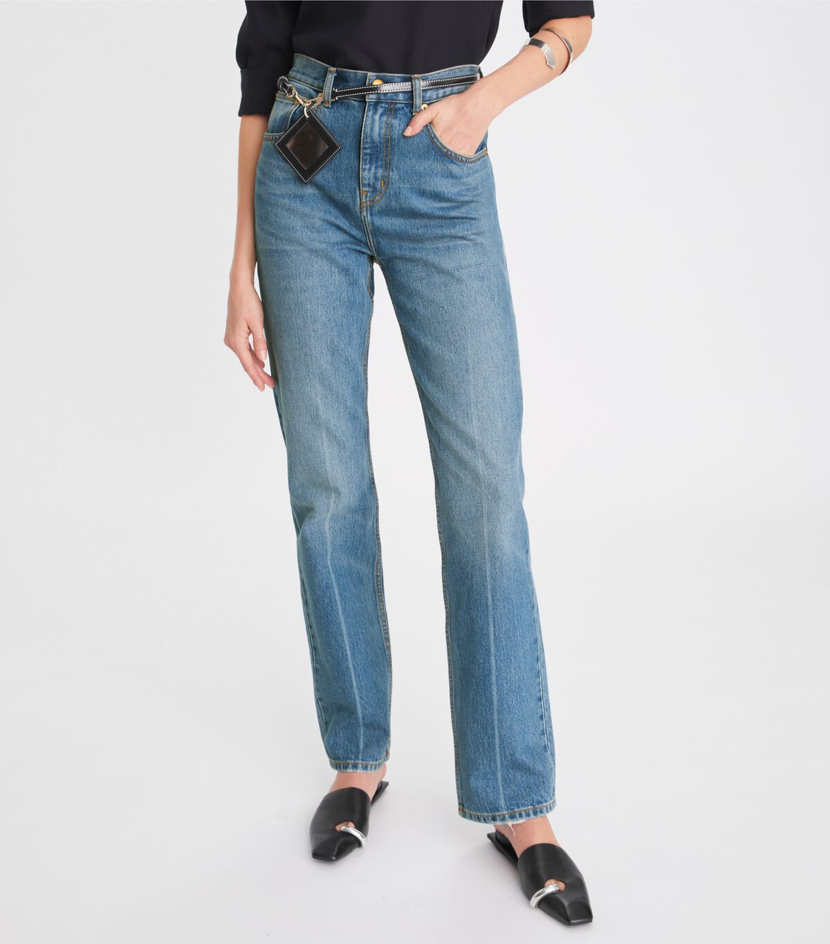 Jeans Tory Burch Mid-rise Slim Directo Mujer Azules Claro | OUTLETS-41596289