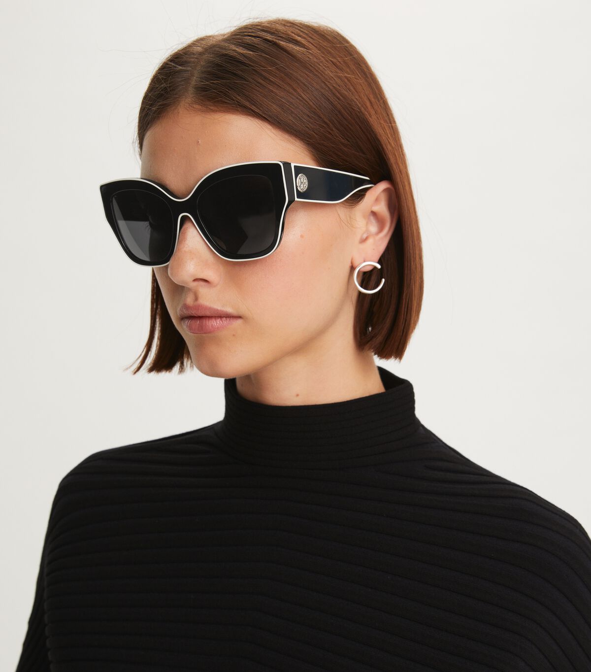 Lentes De Sol Tory Burch Oversized Cat-eye Mujer Negros Blancos Grises | OUTLETS-19736859