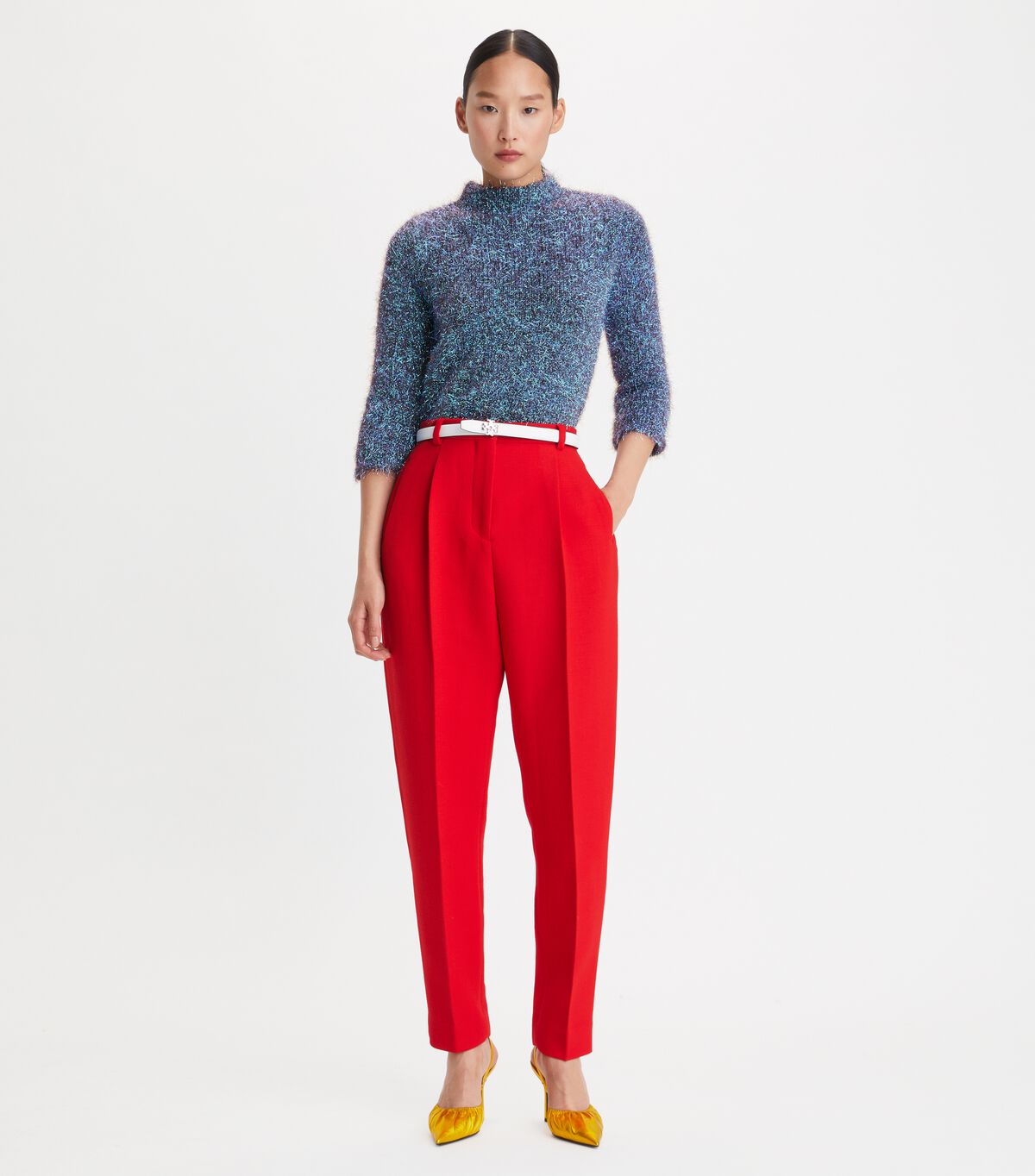 Pantalones Tory Burch Double-faced Lana Mujer Rojos | OUTLETS-81973509