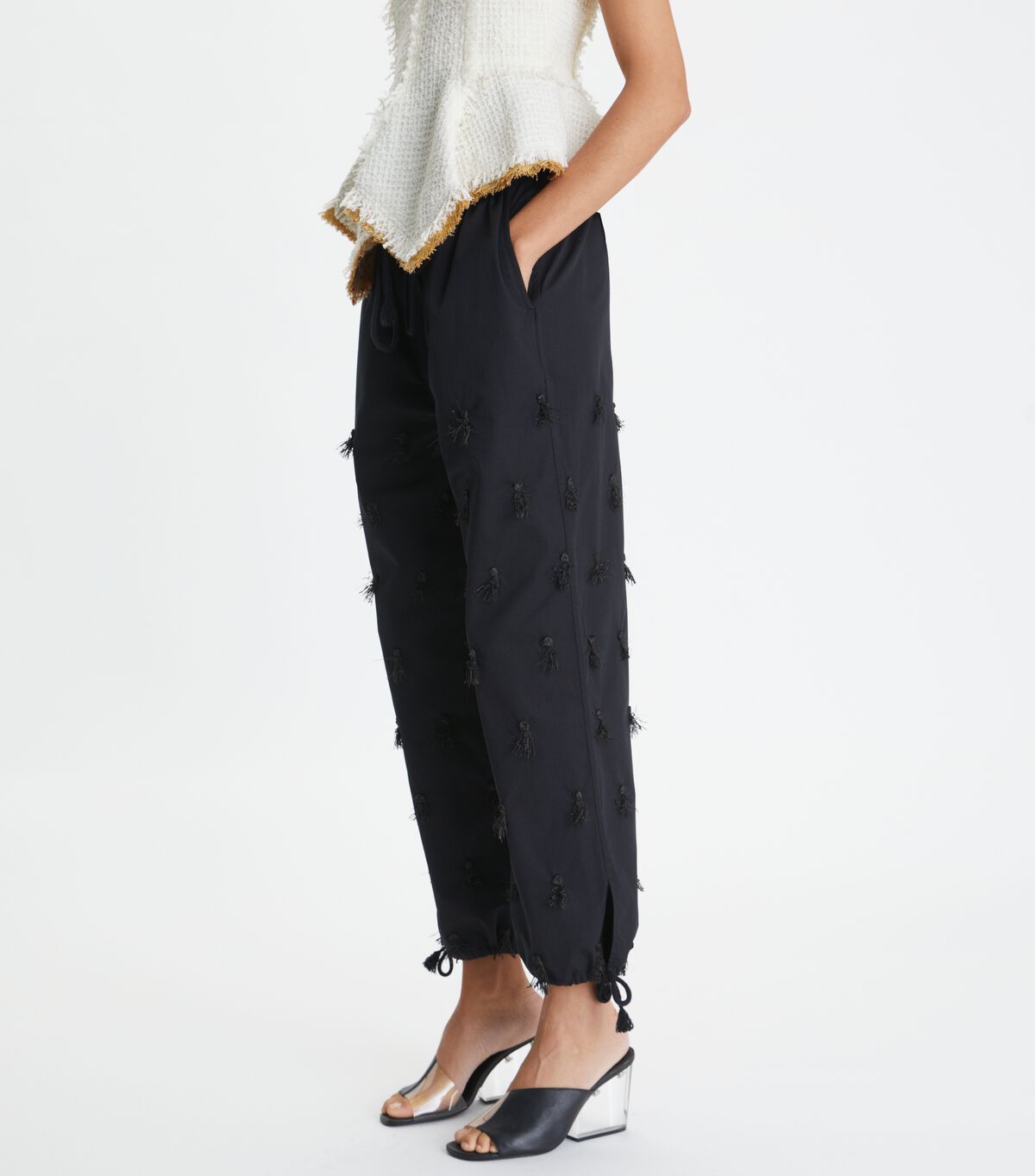 Pantalones Tory Burch Poplin Drawstring Mujer Negros | OUTLETS-02957419