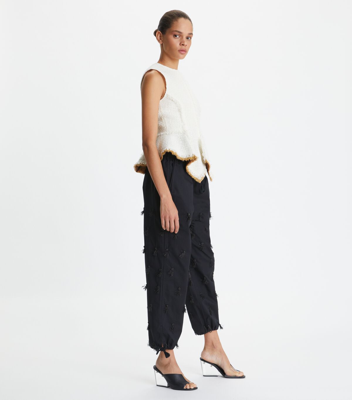 Pantalones Tory Burch Poplin Drawstring Mujer Negros | OUTLETS-02957419