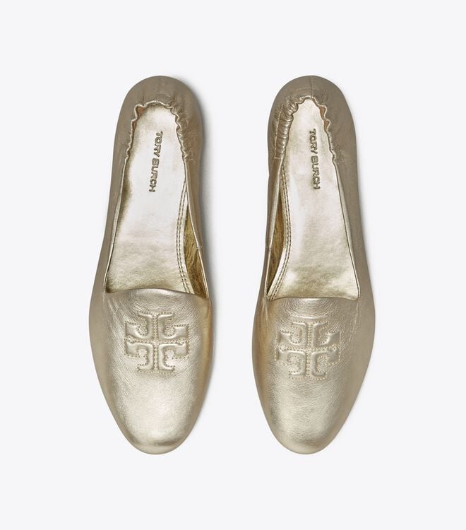 Pantuflas Tory Burch Smoking Mujer Dorados | OUTLETS-19067539