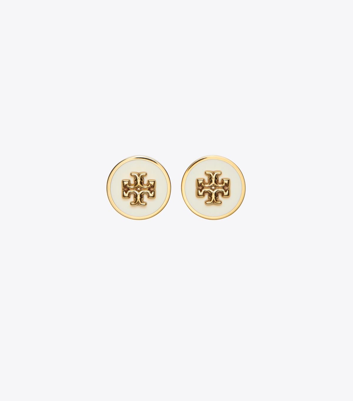 Pendientes Tory Burch Kira Enamel Circle-stud Mujer Dorados Blancos | OUTLETS-20143699