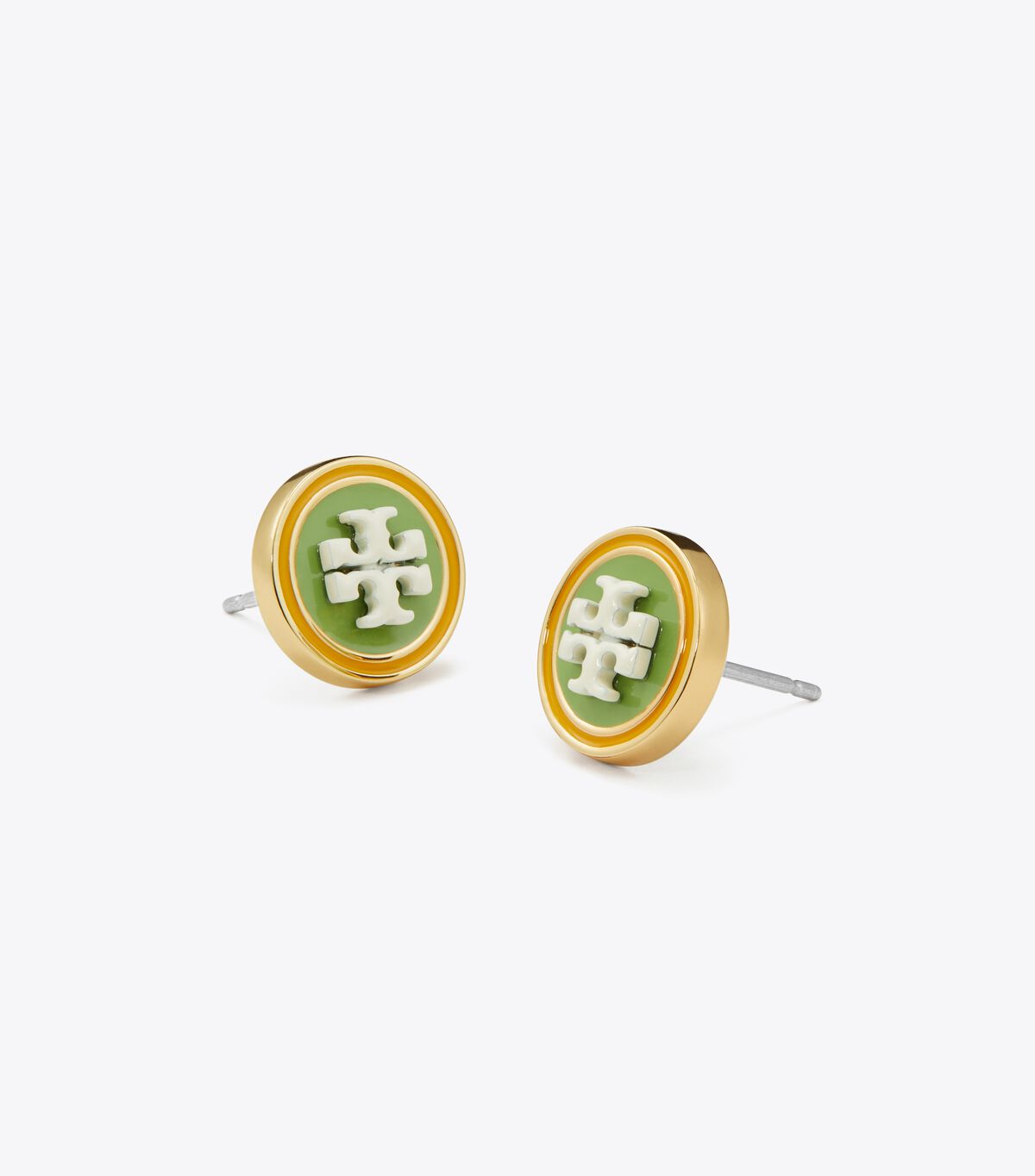 Pendientes Tory Burch Kira Enamel Circle-stud Mujer Dorados Verdes Amarillos | OUTLETS-64209539