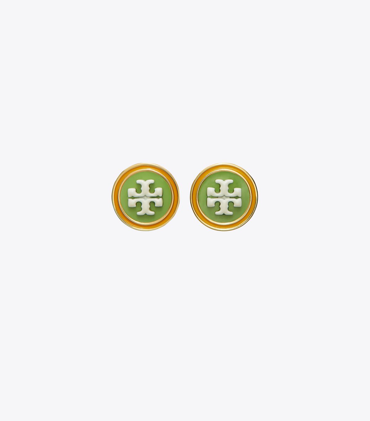 Pendientes Tory Burch Kira Enamel Circle-stud Mujer Dorados Verdes Amarillos | OUTLETS-64209539