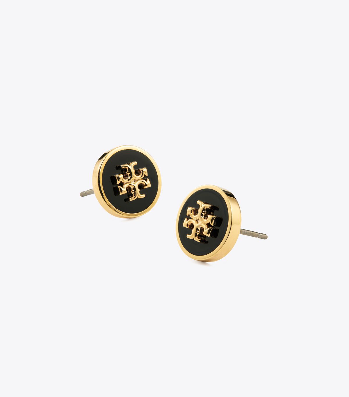 Pendientes Tory Burch Kira Enamel Circle-stud Mujer Dorados Negros | OUTLETS-85047639