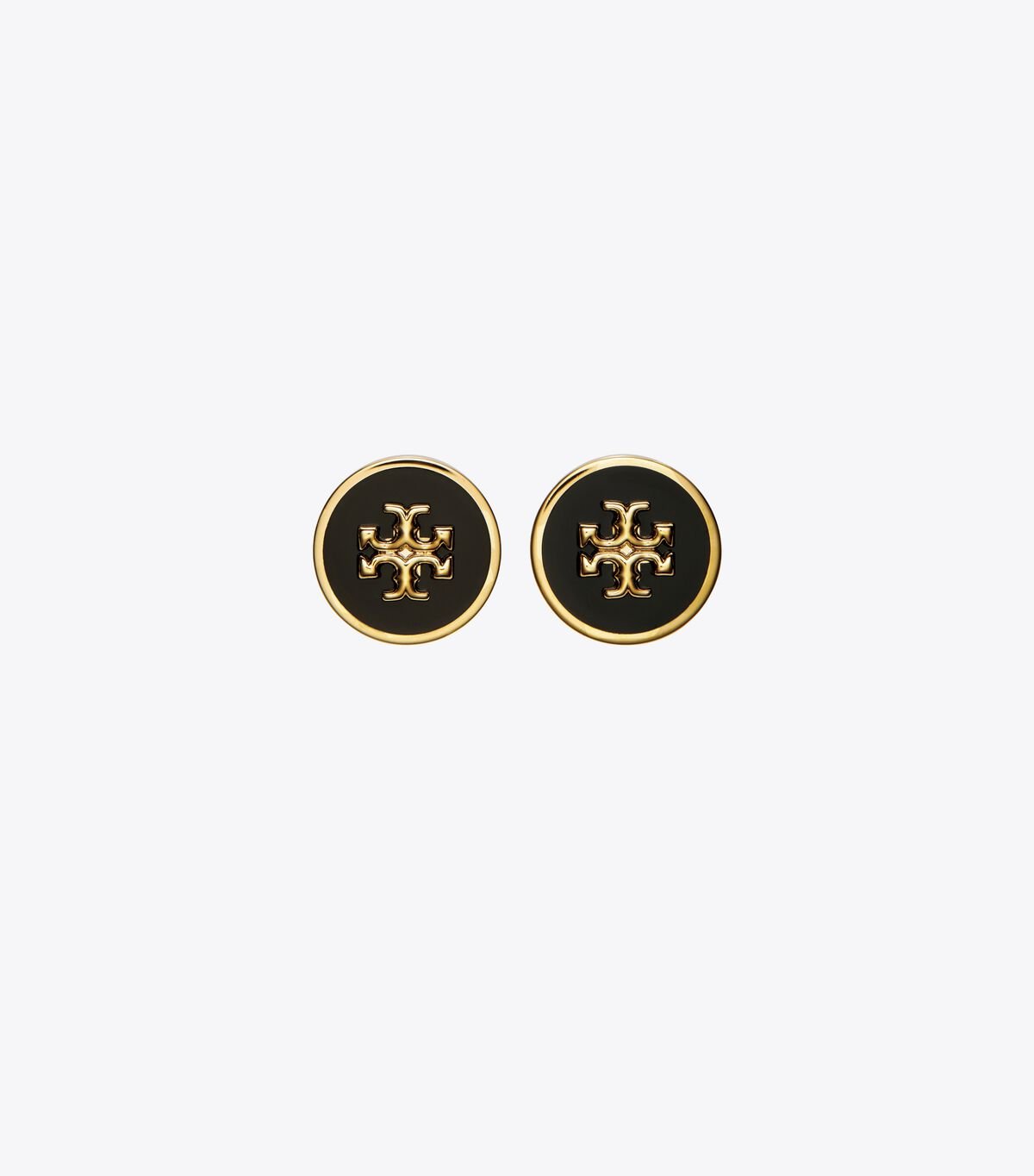 Pendientes Tory Burch Kira Enamel Circle-stud Mujer Dorados Negros | OUTLETS-85047639