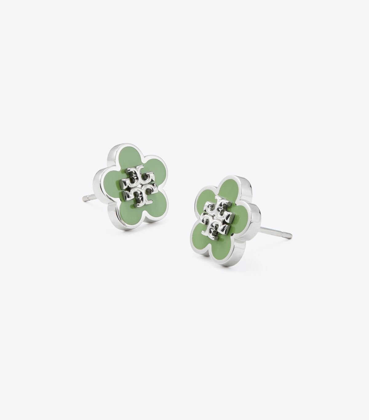 Pendientes Tory Burch Kira Enamel Flower Stud Mujer Plateados | OUTLETS-35298019