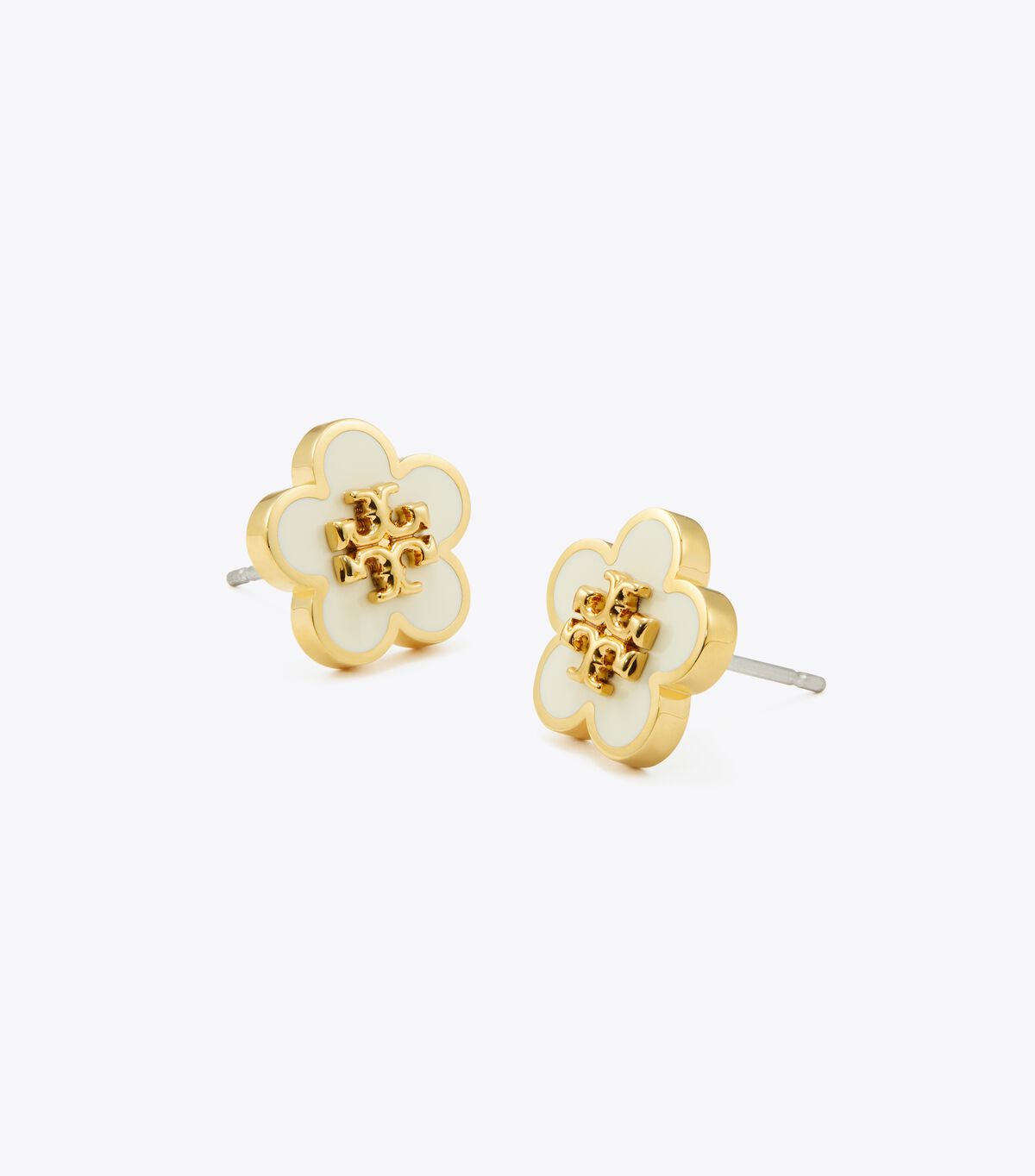 Pendientes Tory Burch Kira Enamel Flower Stud Mujer Dorados Blancos | OUTLETS-36972809