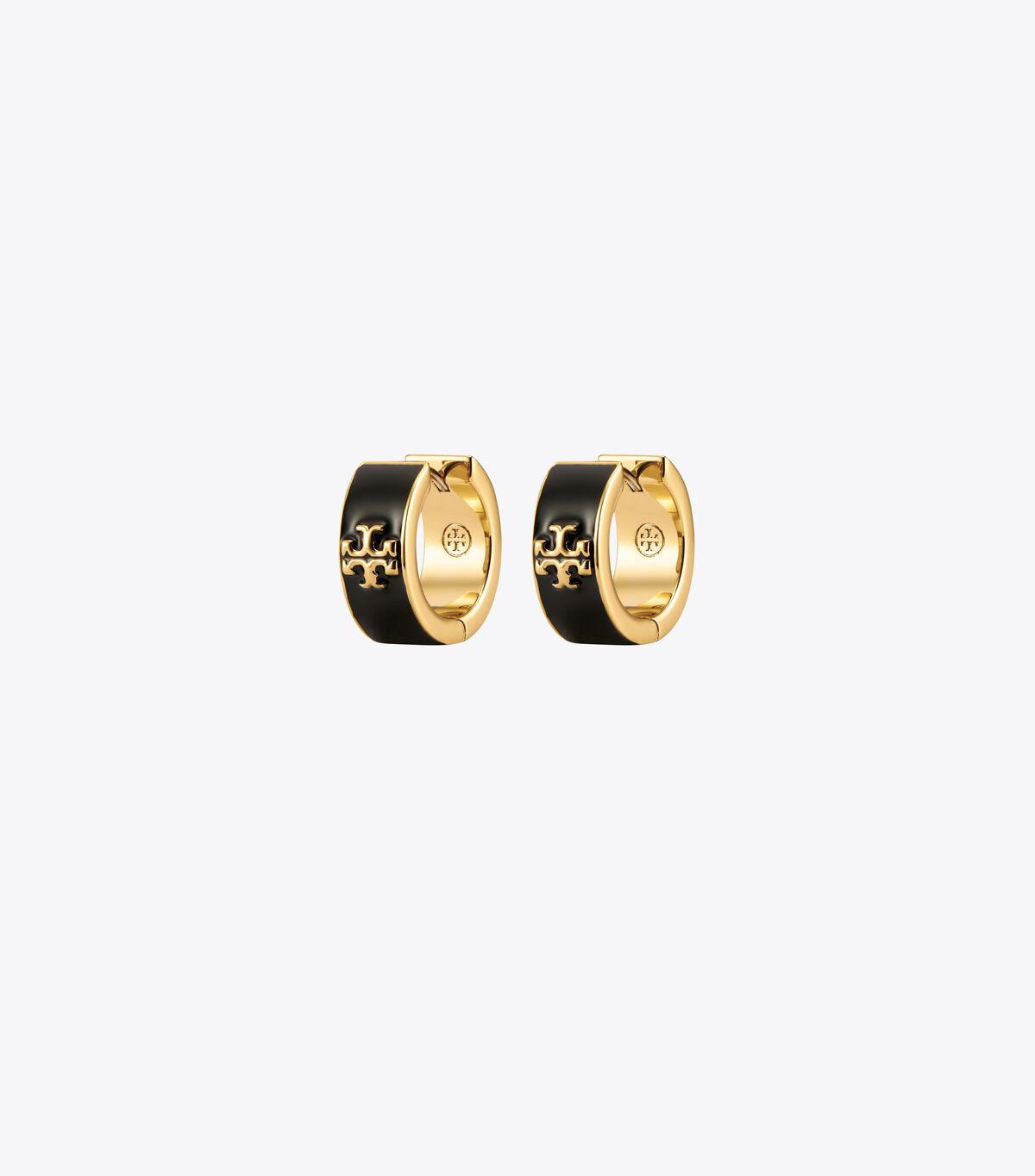 Pendientes Tory Burch Kira Enamel Hoop Mujer Dorados Negros | OUTLETS-13642899