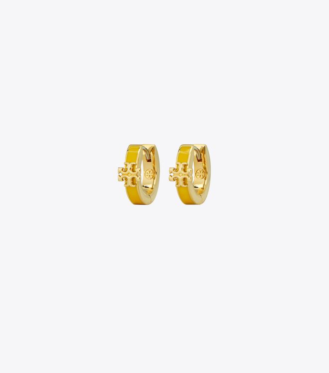 Pendientes Tory Burch Kira Enamel Huggie Mujer Dorados Amarillos | OUTLETS-57218639