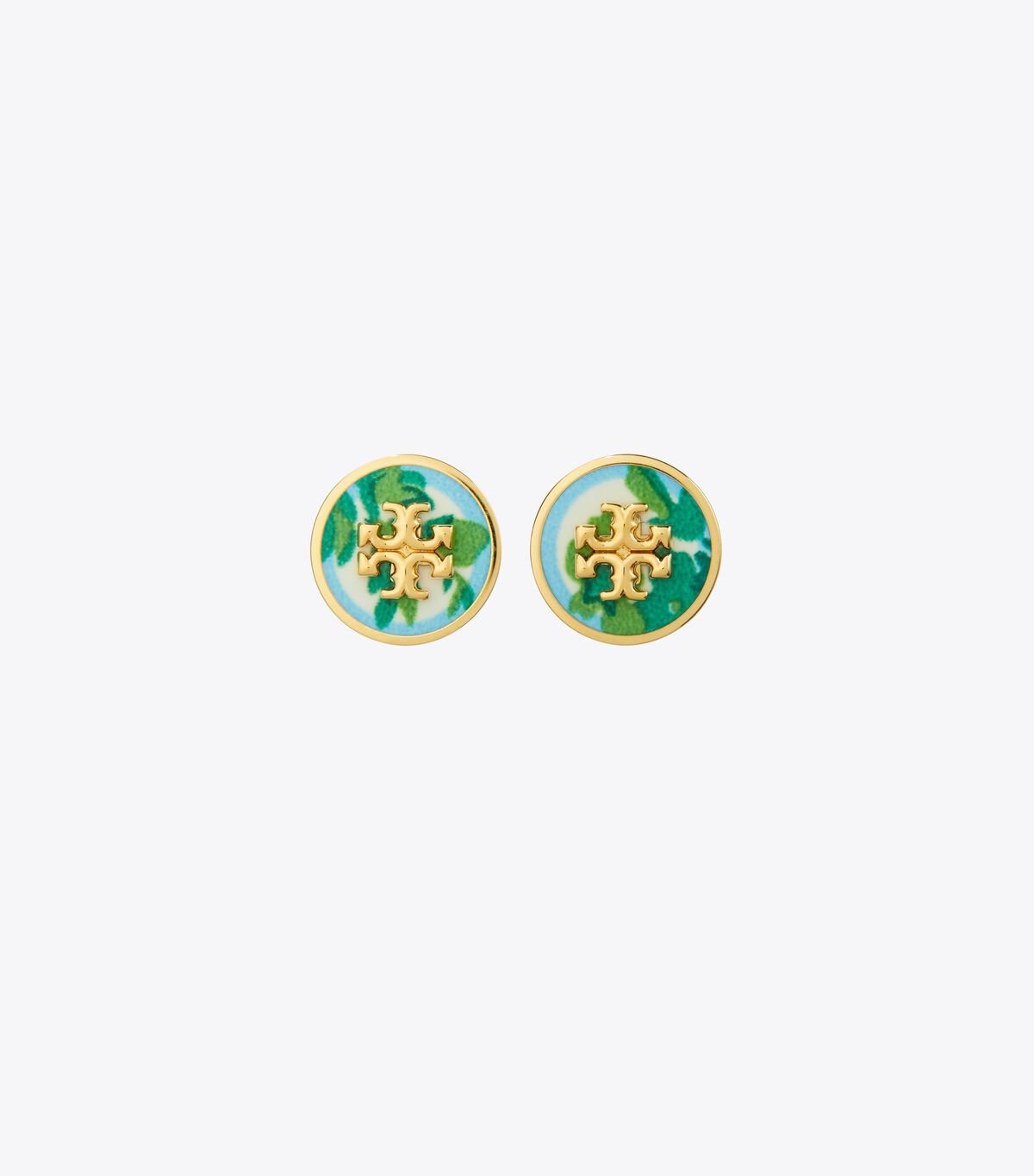 Pendientes Tory Burch Kira Enamel Printed Circle-stud Mujer Dorados | OUTLETS-42019789