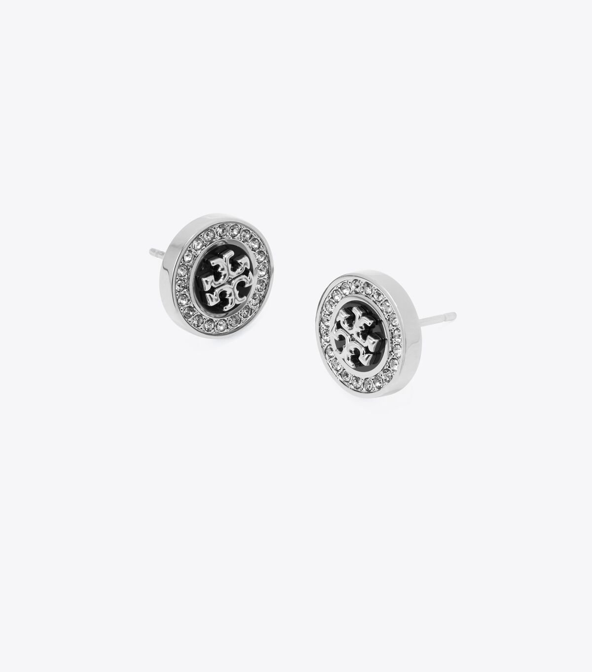 Pendientes Tory Burch Kira Pavé Enamel Circle-stud Mujer Negros Multicolor | OUTLETS-92536489