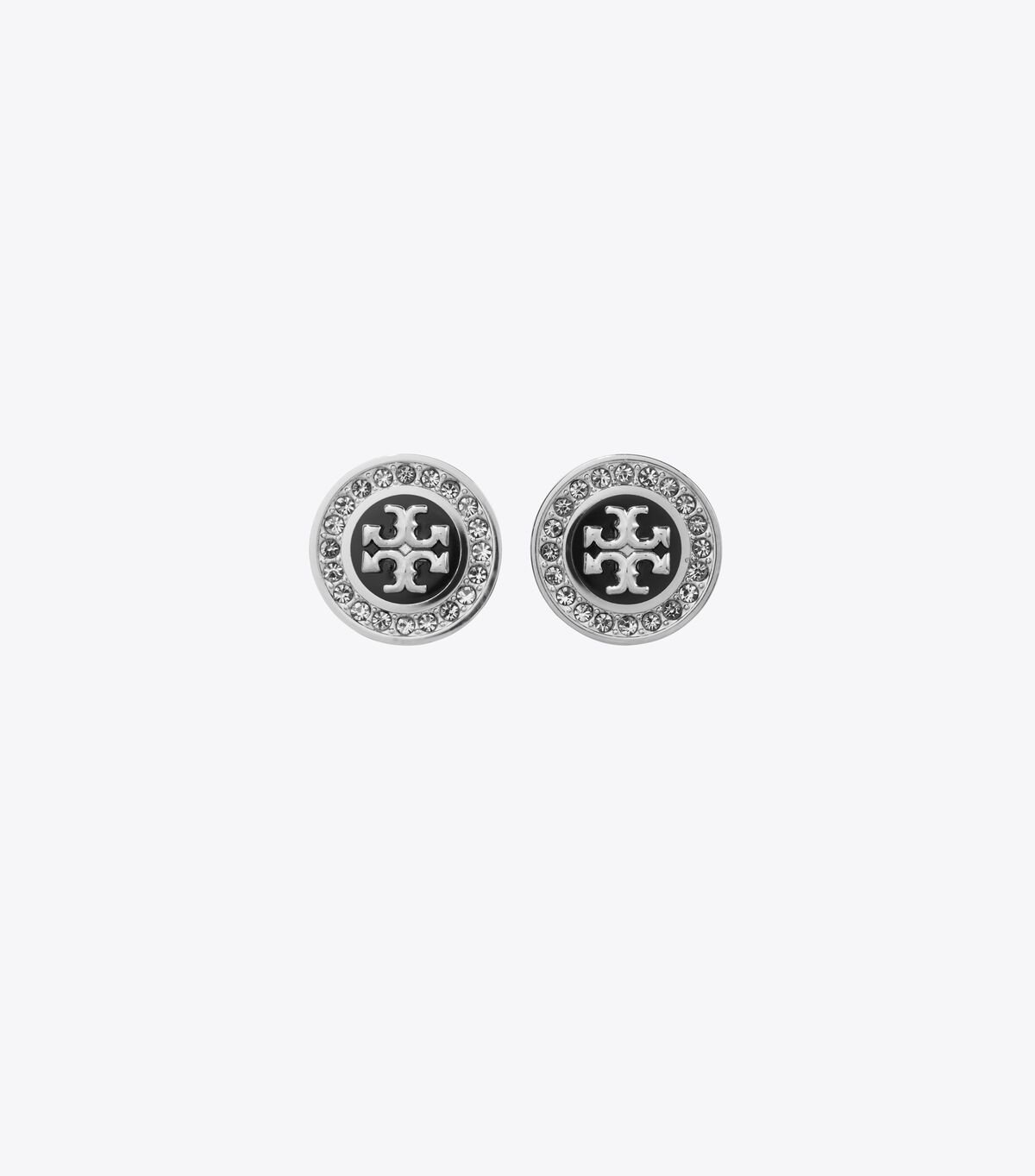 Pendientes Tory Burch Kira Pavé Enamel Circle-stud Mujer Negros Multicolor | OUTLETS-92536489