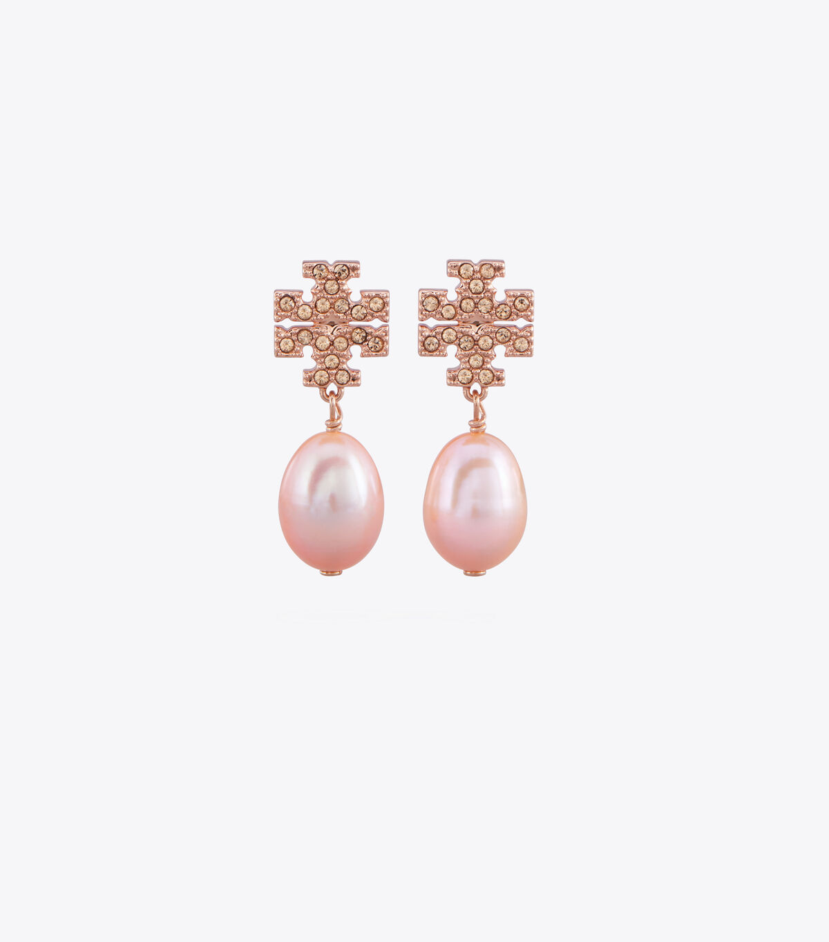 Pendientes Tory Burch Kira Pavé Pearl Drop Mujer Rosas Dorados | OUTLETS-56274019