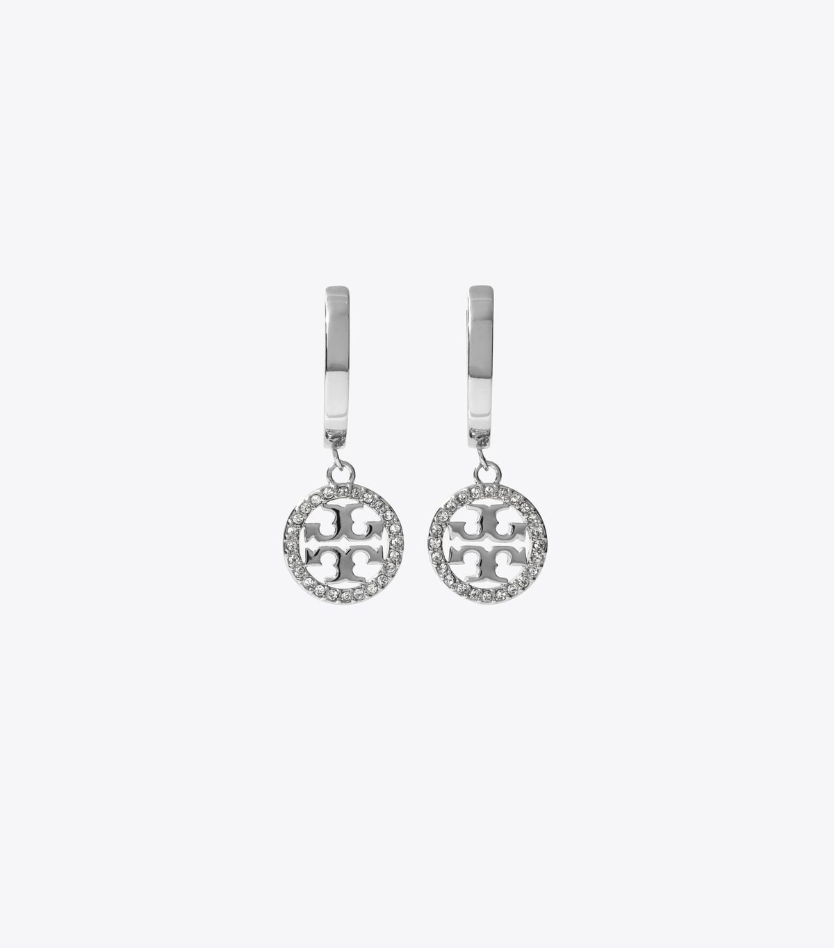 Pendientes Tory Burch Miller Pavé Hoop Mujer Plateados | OUTLETS-02783569