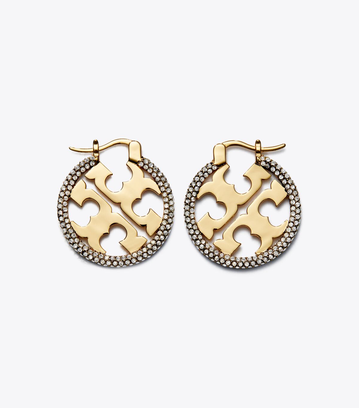 Pendientes Tory Burch Miller Pavé Hoop Mujer Dorados | OUTLETS-32457699