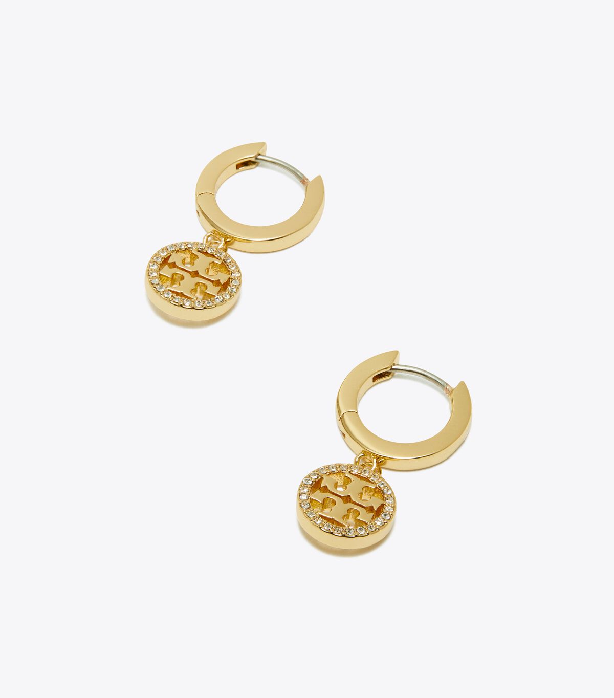 Pendientes Tory Burch Miller Pavé Hoop Mujer Dorados | OUTLETS-48716059