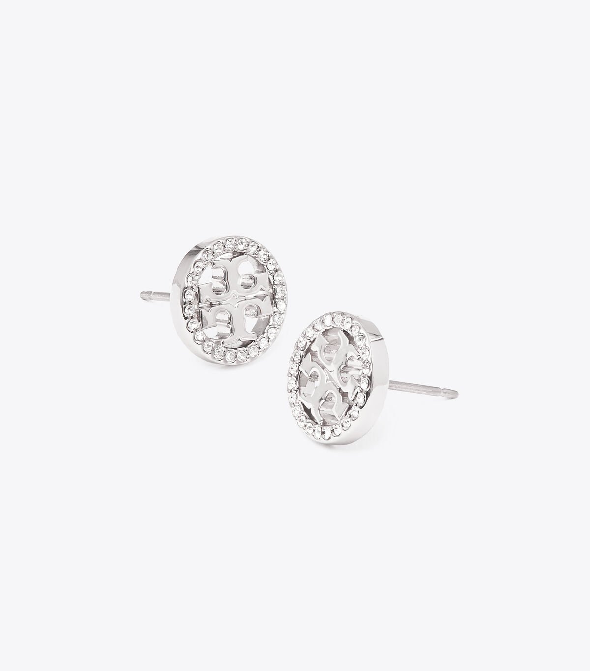 Pendientes Tory Burch Miller Pavé Stud Mujer Plateados | OUTLETS-17503629