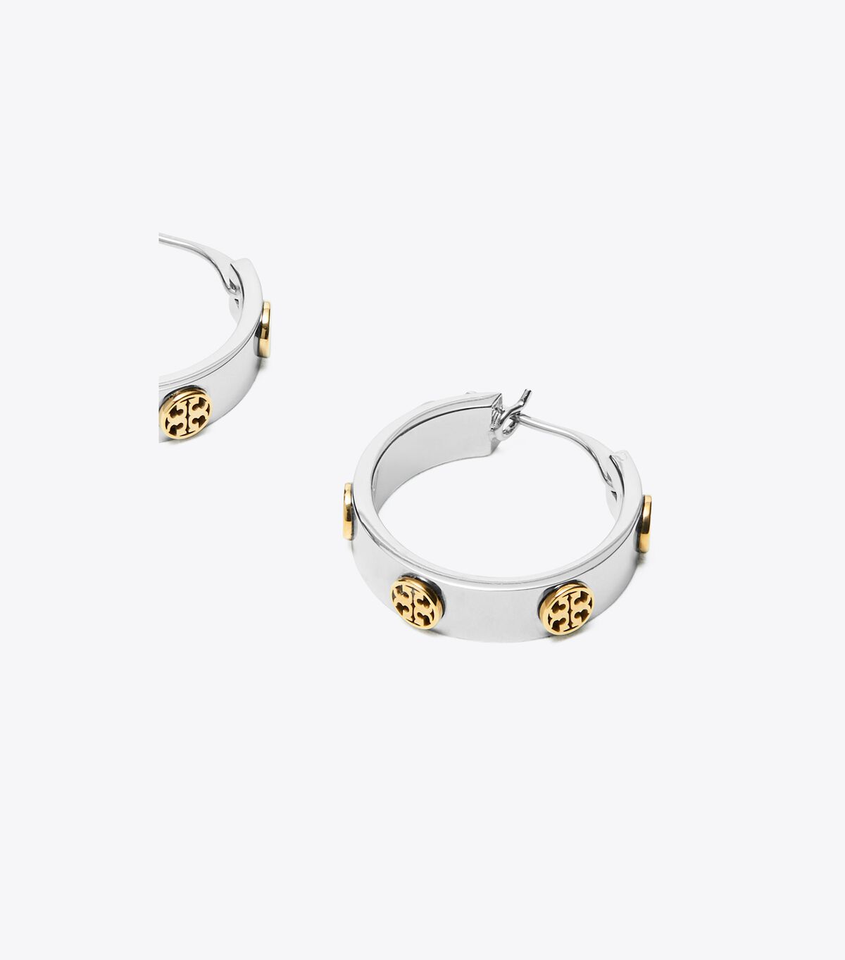 Pendientes Tory Burch Miller Stud Huggie Mujer Plateados Dorados | OUTLETS-94653109