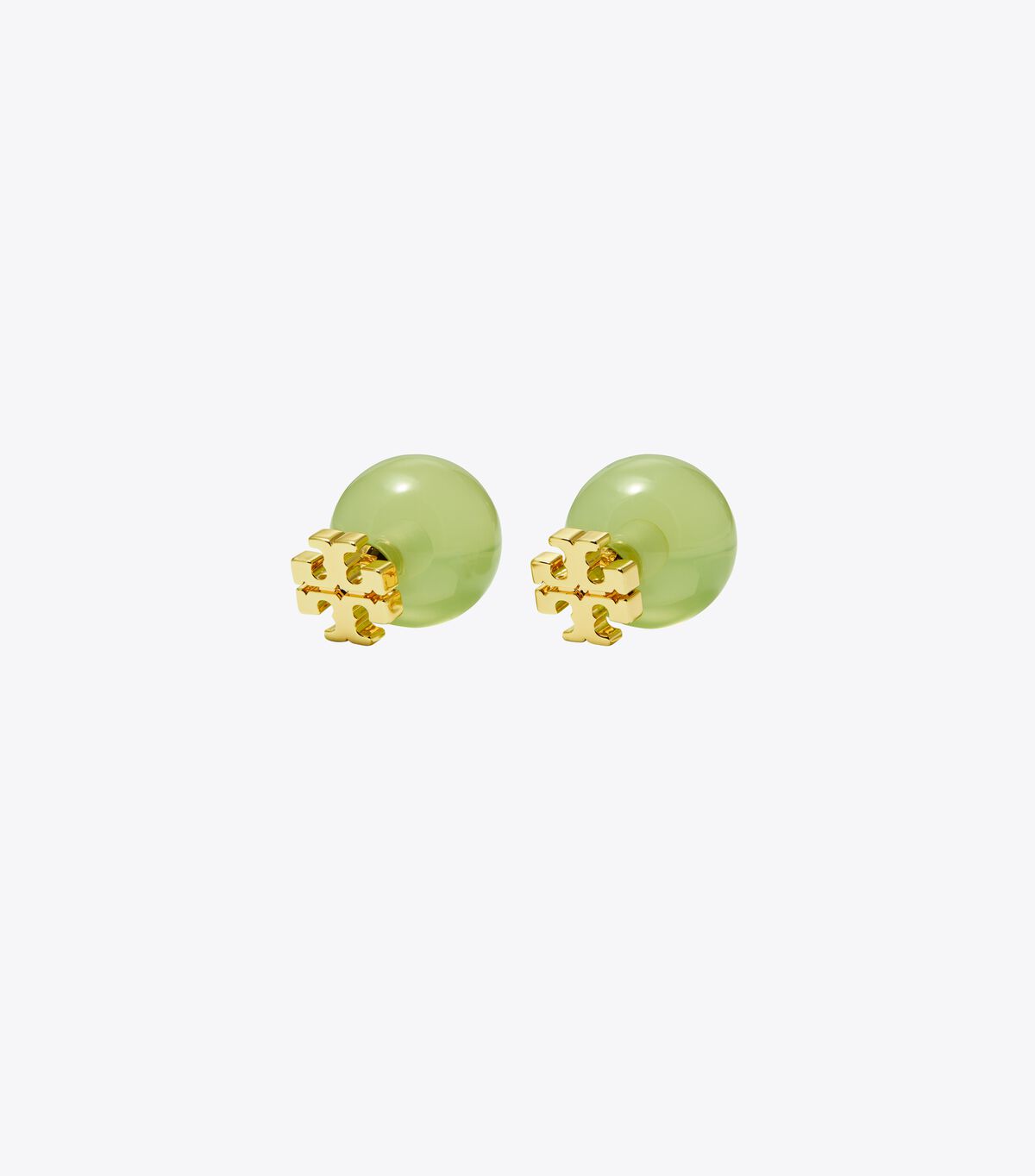 Pendientes Tory Burch Resin Logo Double-stud Mujer Dorados Verdes | OUTLETS-58397619