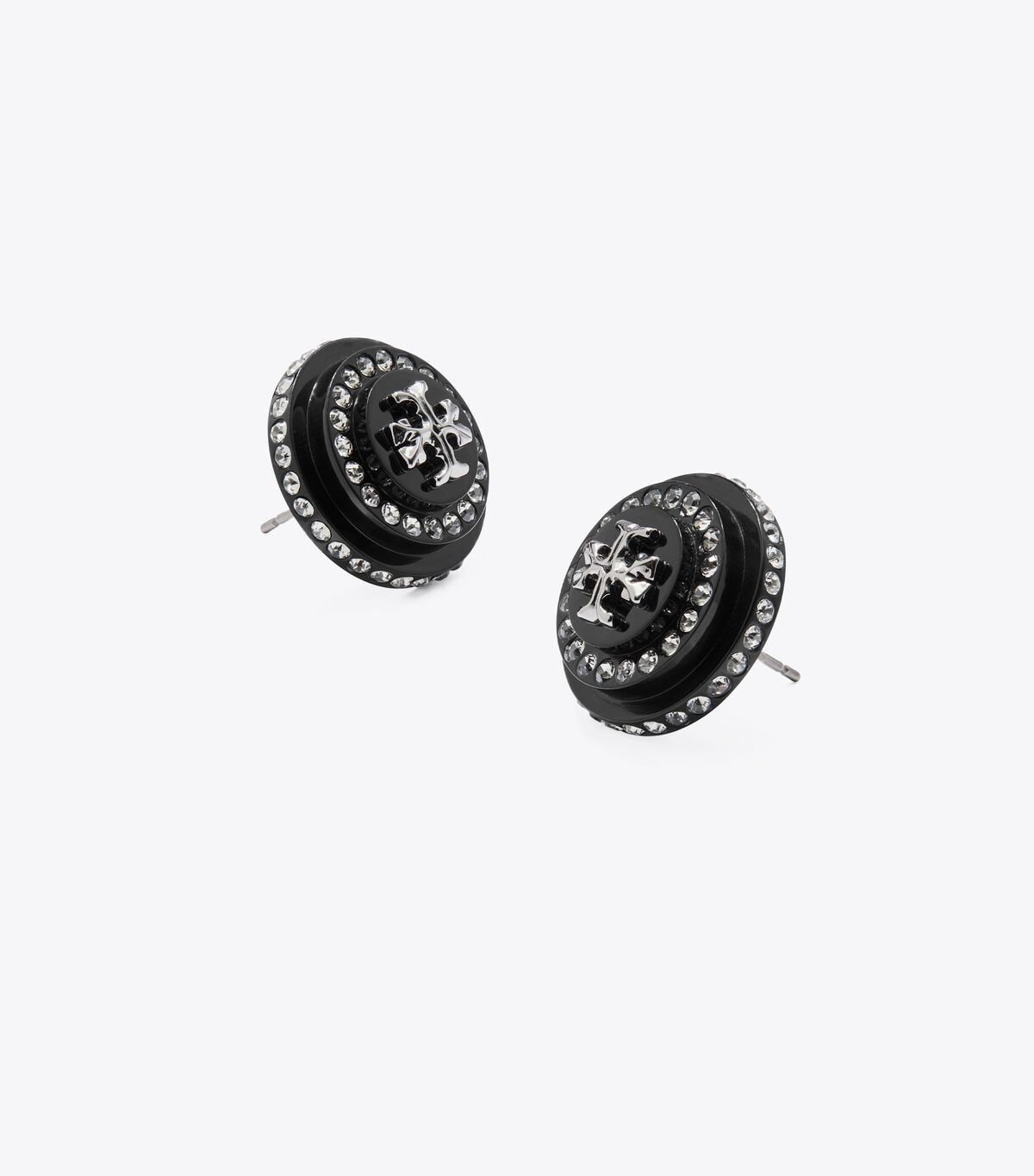 Pendientes Tory Burch Roxanne Crystal Resin Stud Mujer Negros Plateados | OUTLETS-15438029