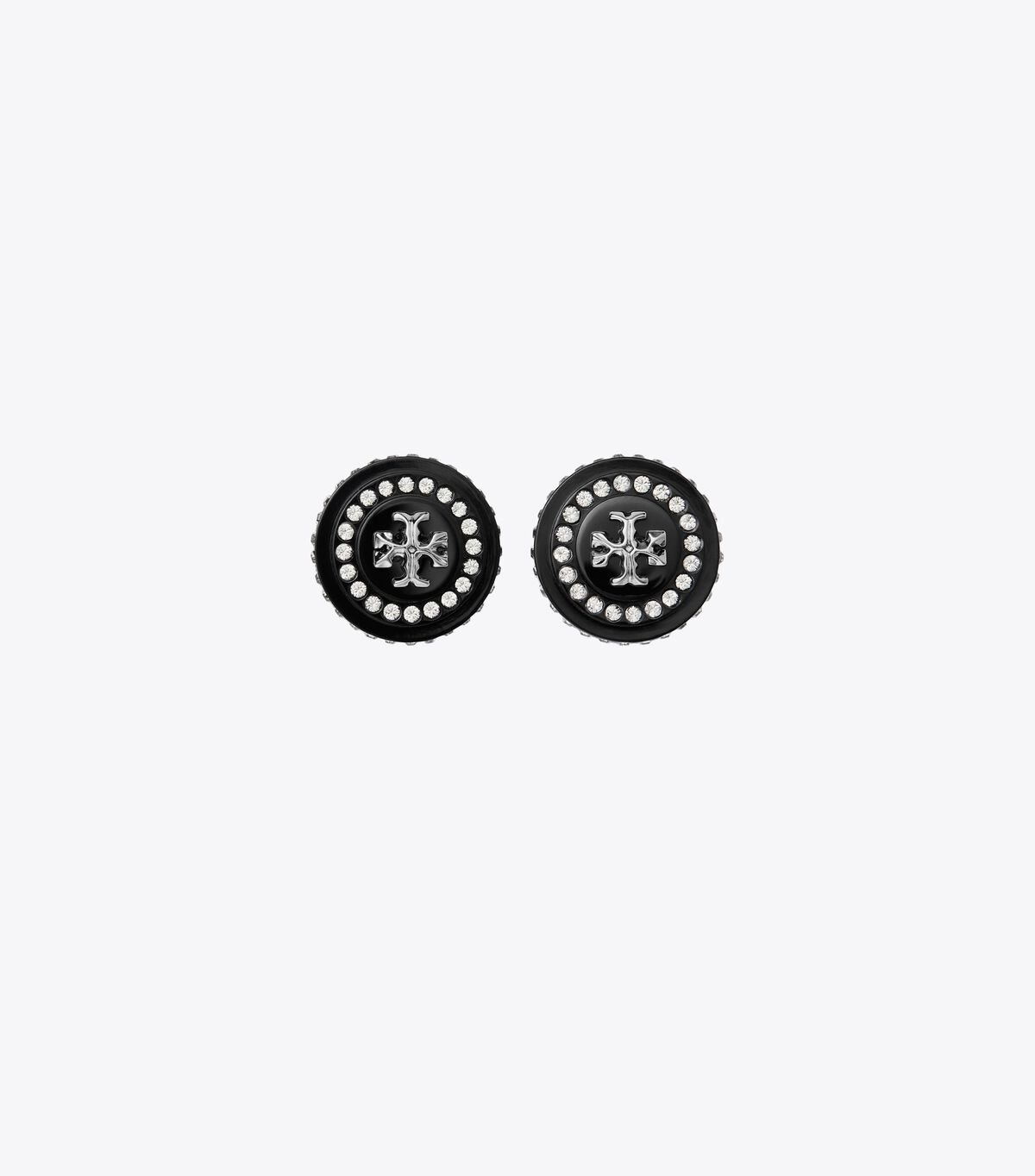 Pendientes Tory Burch Roxanne Crystal Resin Stud Mujer Negros Plateados | OUTLETS-15438029