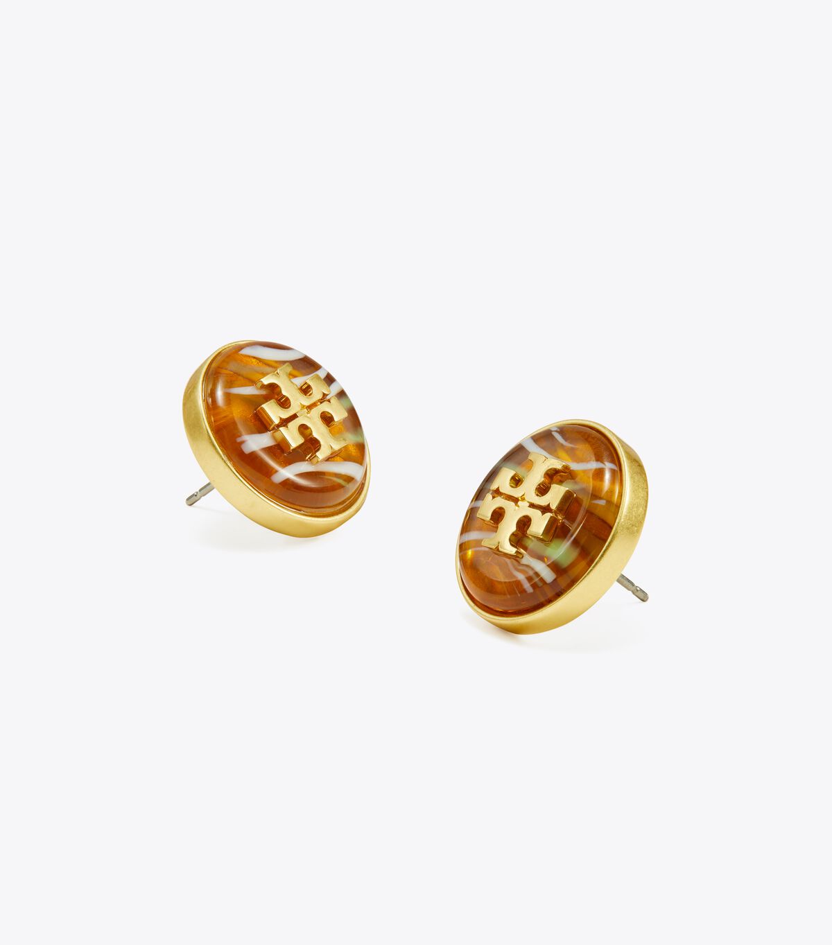 Pendientes Tory Burch Roxanne Marble Stud Mujer Dorados Naranjas Multicolor | OUTLETS-18264059