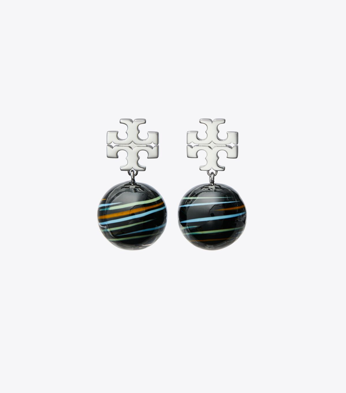 Pendientes Tory Burch Roxanne Small Drop Mujer Plateados Negros Multicolor | OUTLETS-63581049